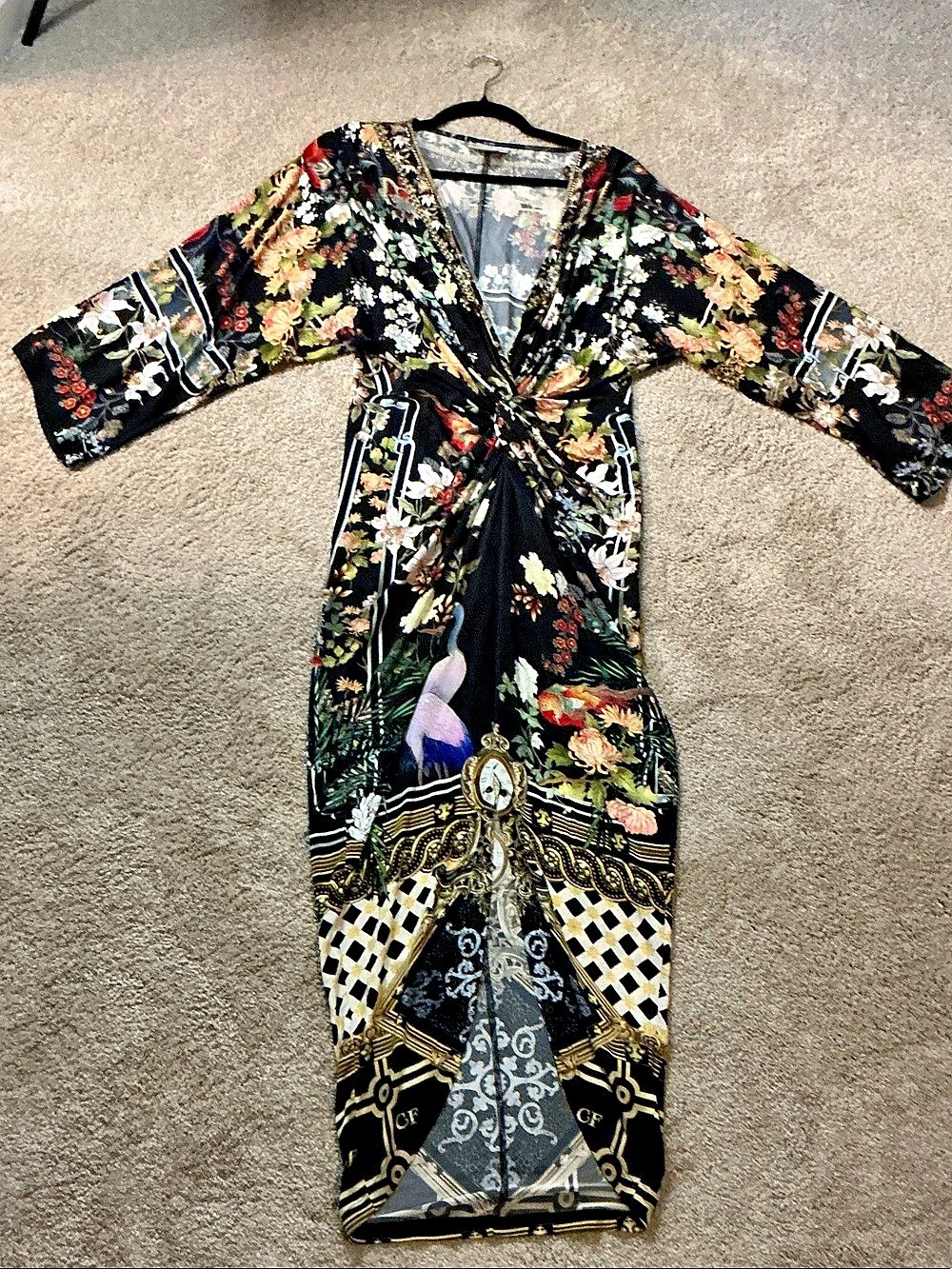 Camilla Floral Maxi Dress in Black Size Small Like New